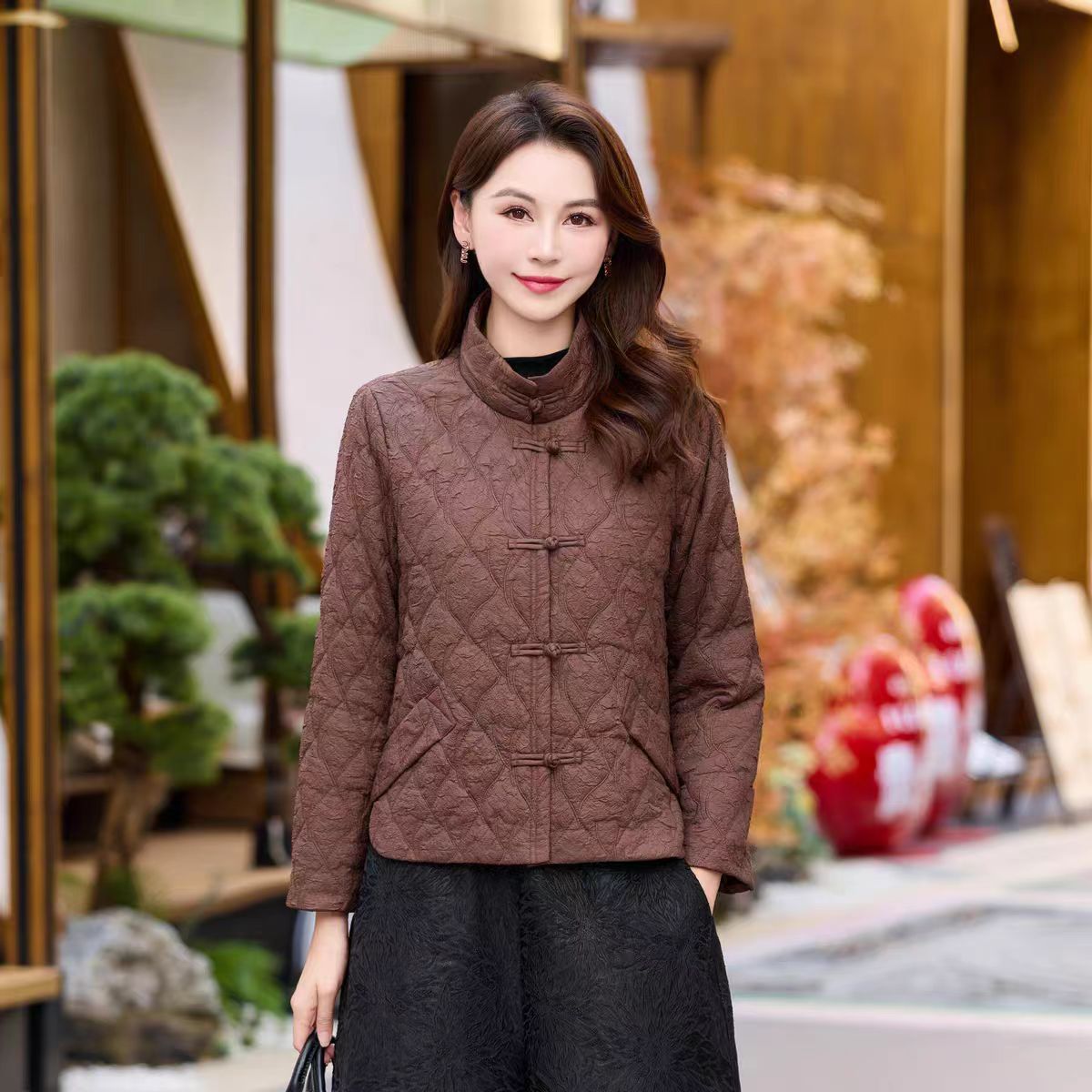 潮妈冬装棉服中年短款时尚洋气小棉袄2511