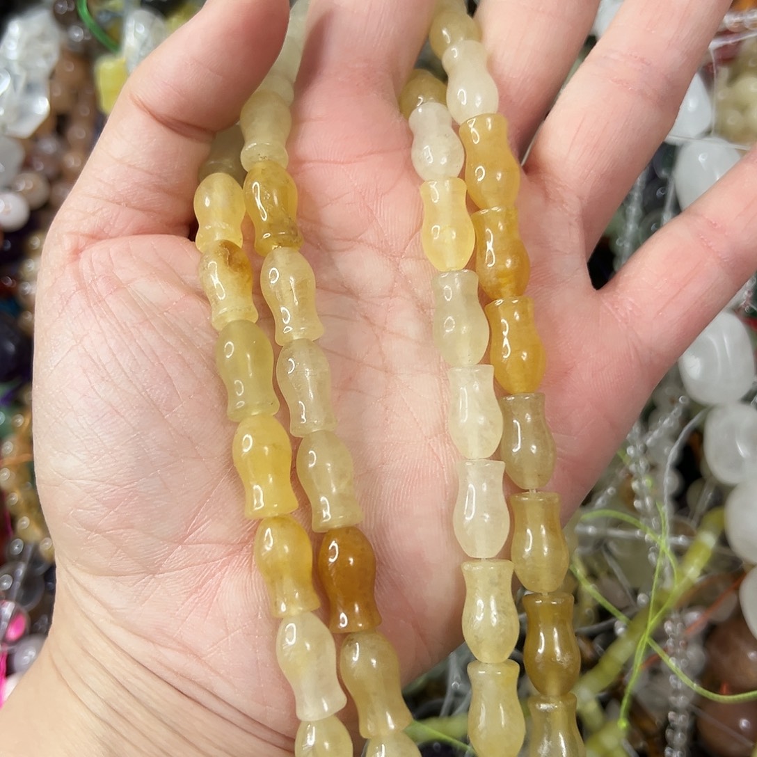 玛瑙/玉髓未镶嵌珠宝半成品，金丝玉花瓶一条