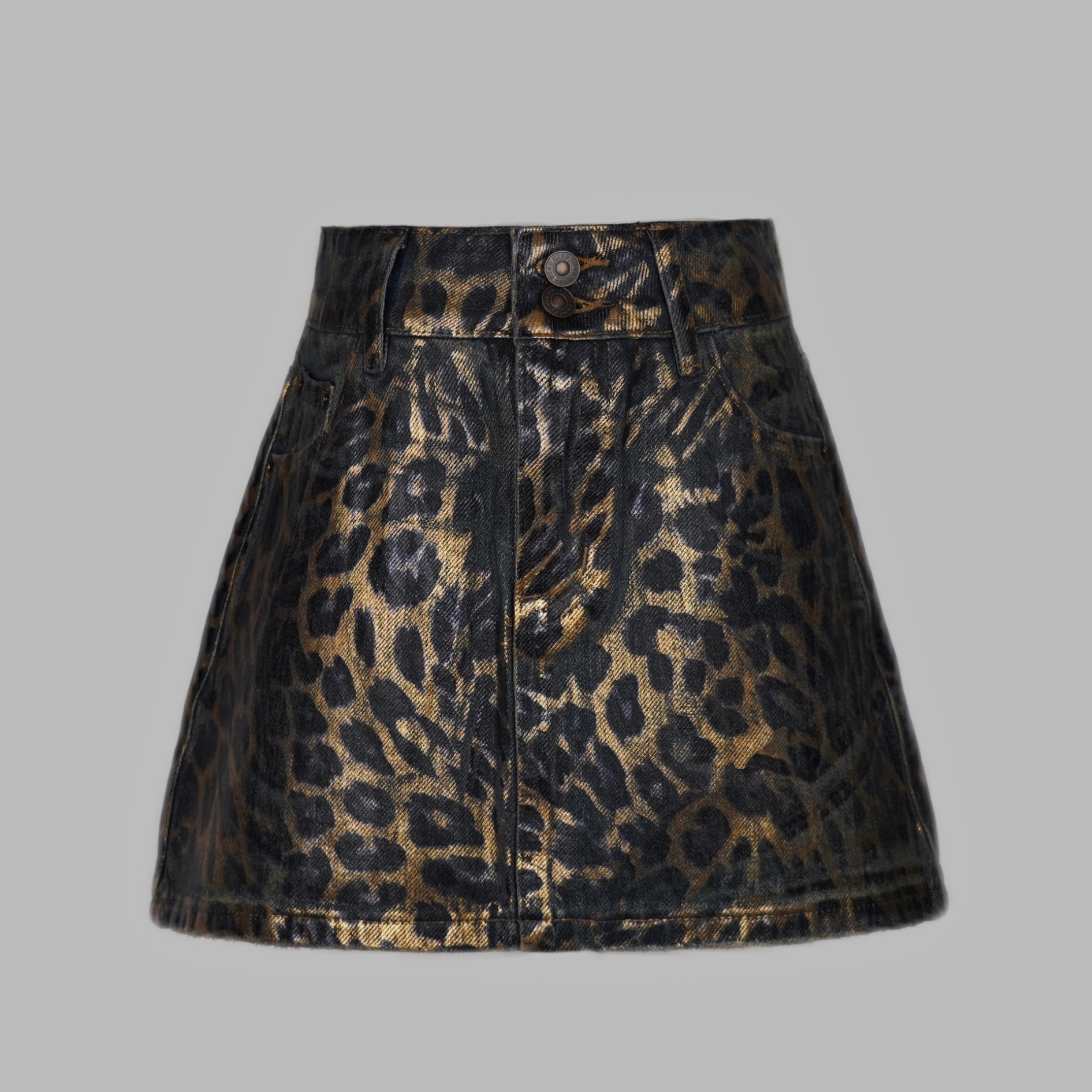 2025夏季新款设计师打蜡涂层牛仔短裙时尚潮流显高显瘦A字裙