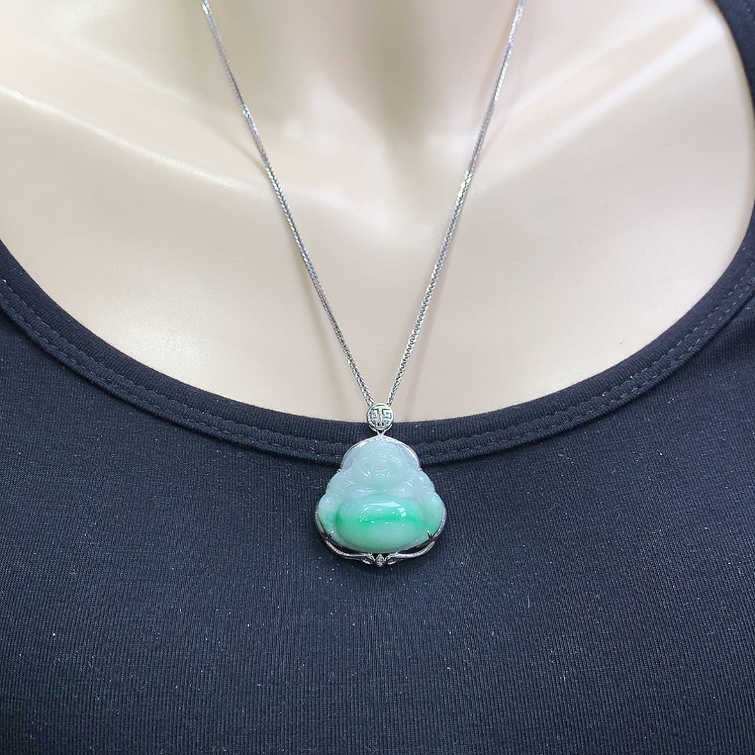 翡翠颈饰18K金镶嵌佛公