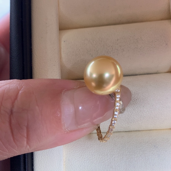 18K金镶嵌戒指海水珍珠
