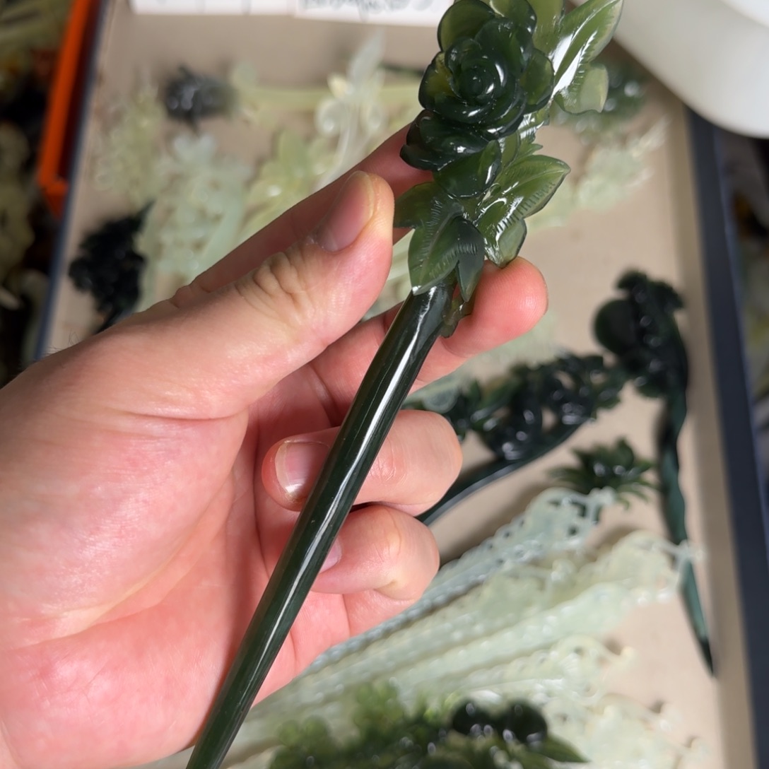 岫玉发饰未镶嵌明君玉簪就是好看