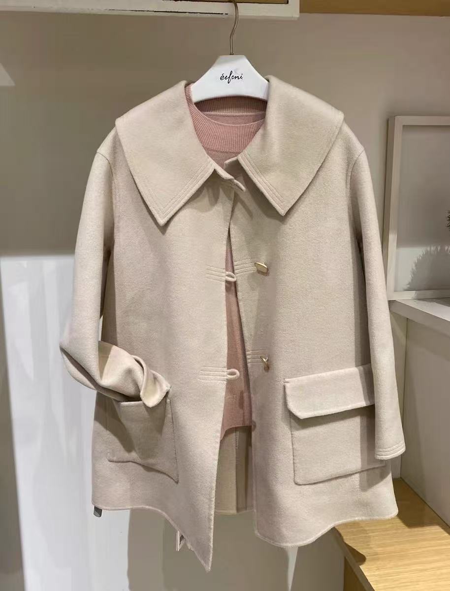 【JX6017两色毛呢外套秋冬】M多多专属时尚休闲大气25新款双面呢