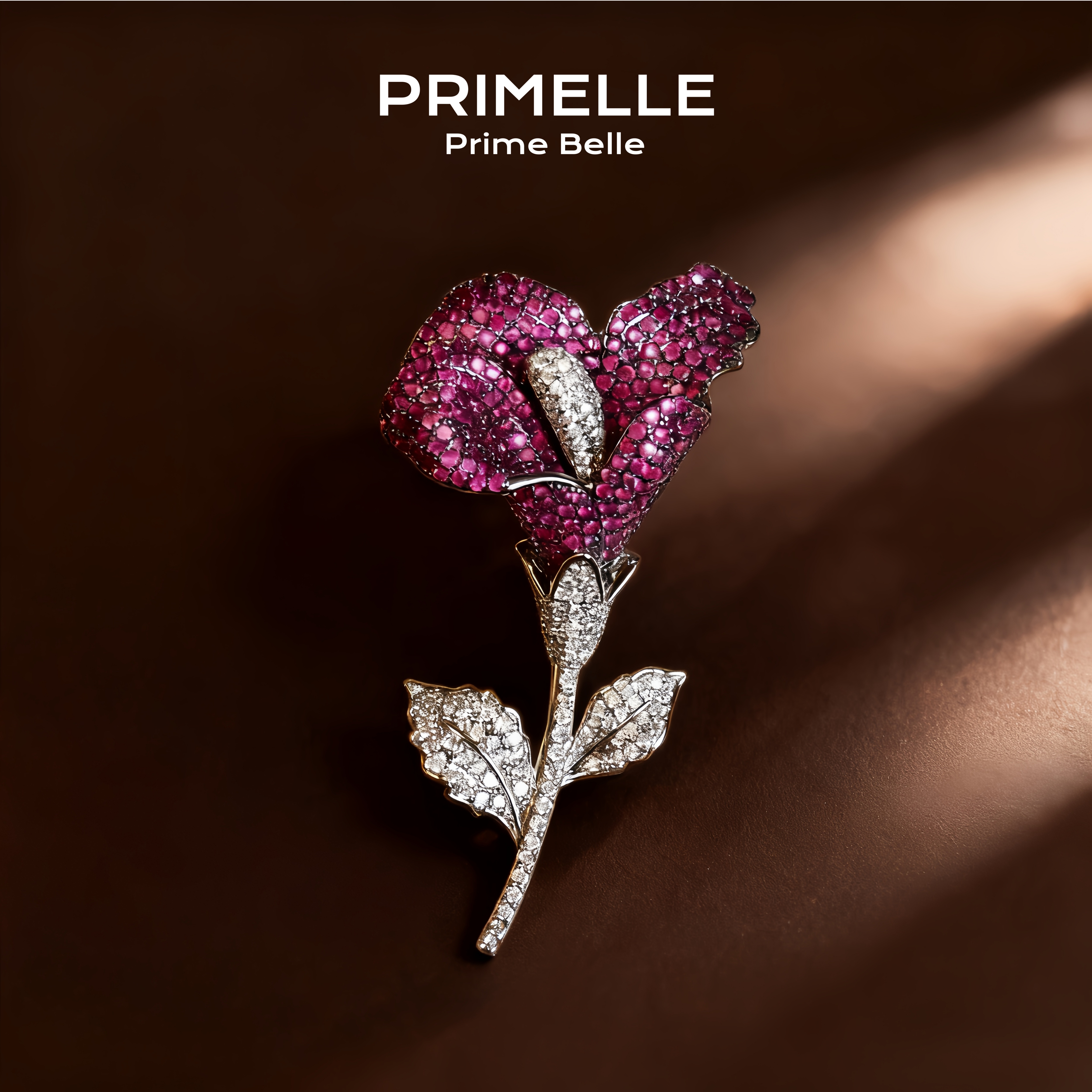 铜莫桑石胸针 初雅PIN-珠宝系列【玫钻凝香】设计师款铜镀金胸针