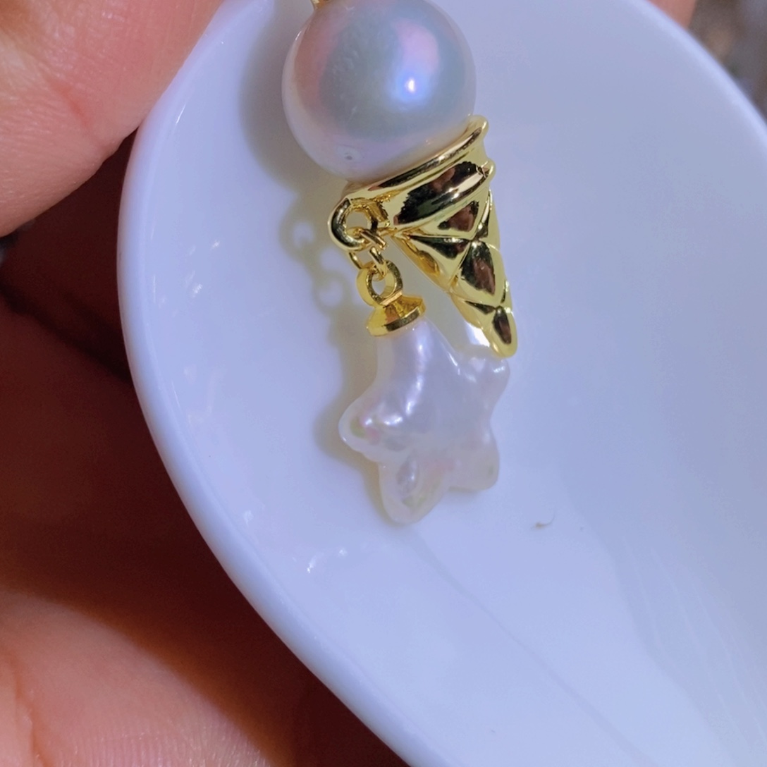银S925镶嵌天然淡水珍珠淡水珍珠