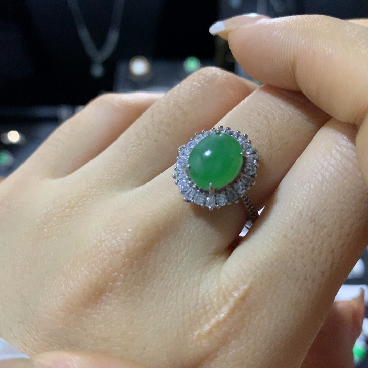 翡翠银S925镶嵌戒指