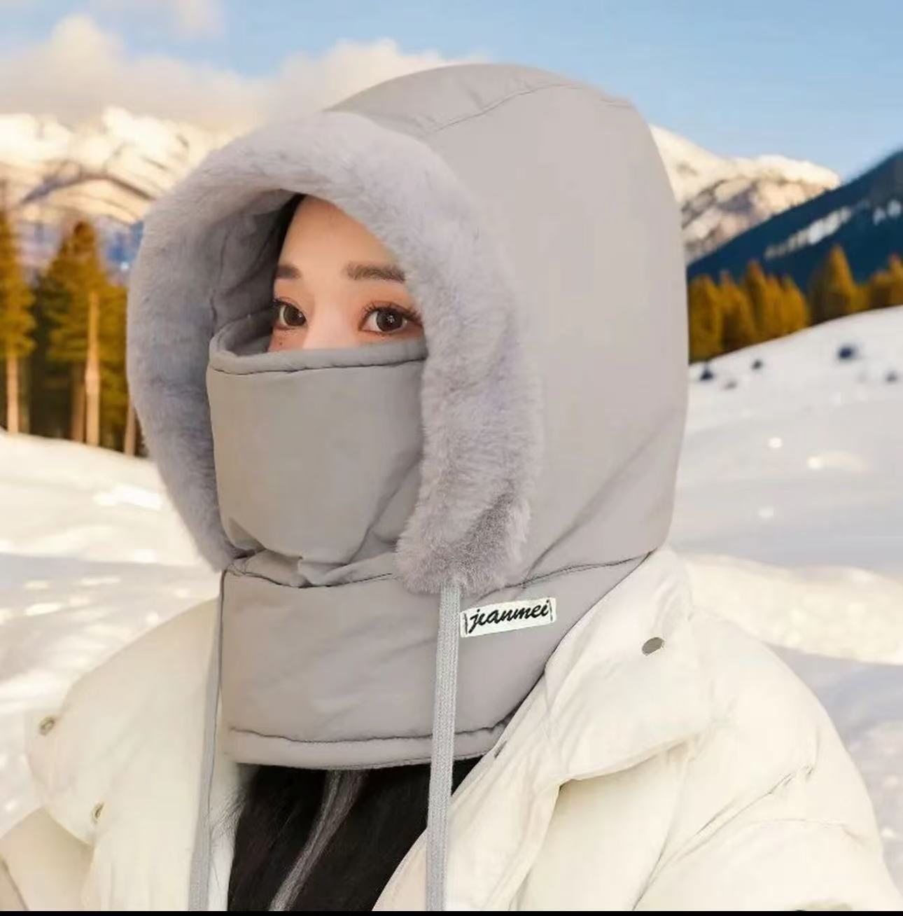 加绒加厚防寒一体雷锋帽冬季保暖防风护耳帽男女通用电车骑行帽