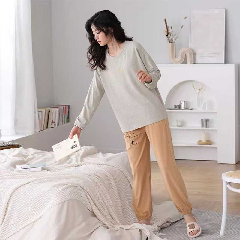 女长袖青年有弹性睡衣家居服套装居家家居服