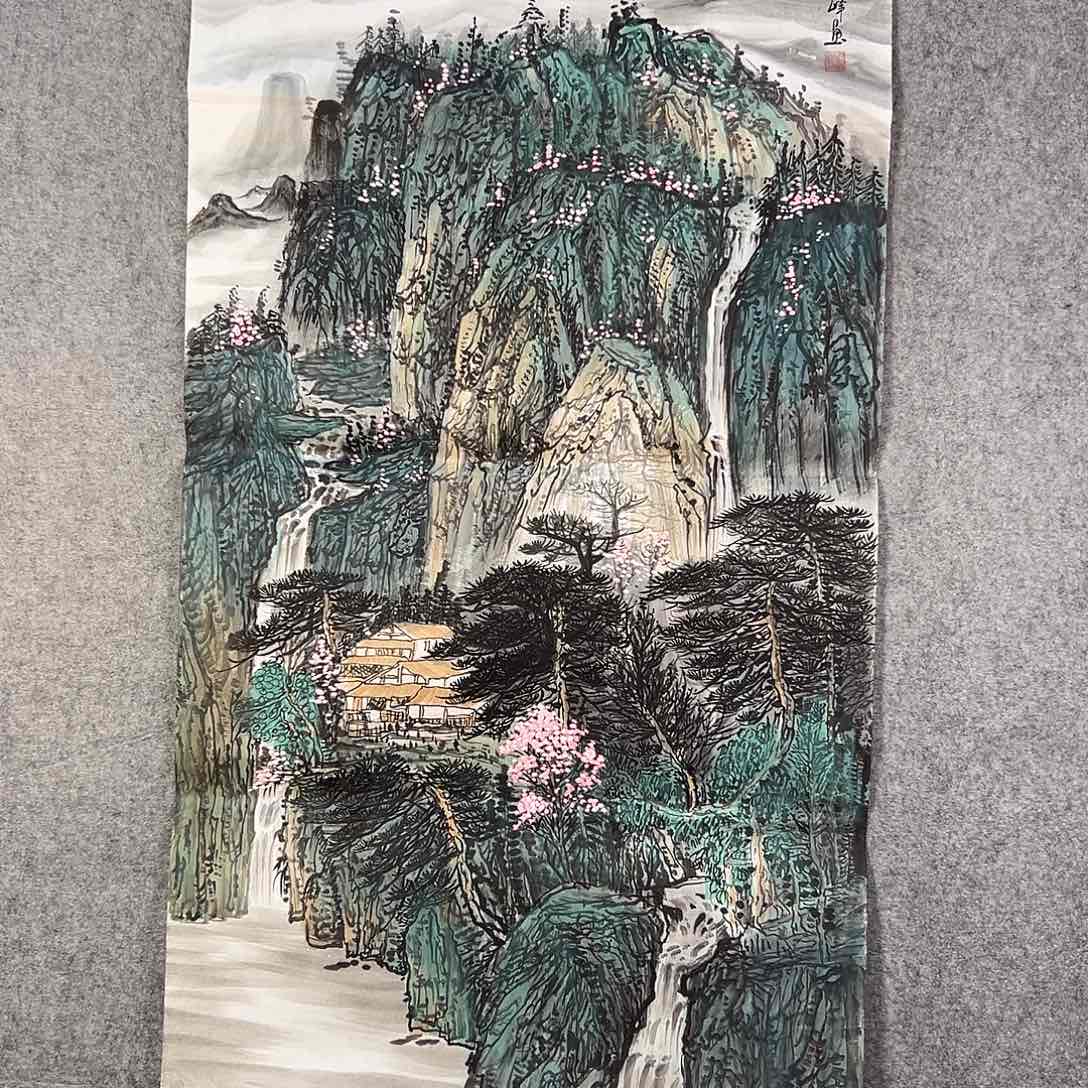 国画696 牡丹之花之叶的颜色与