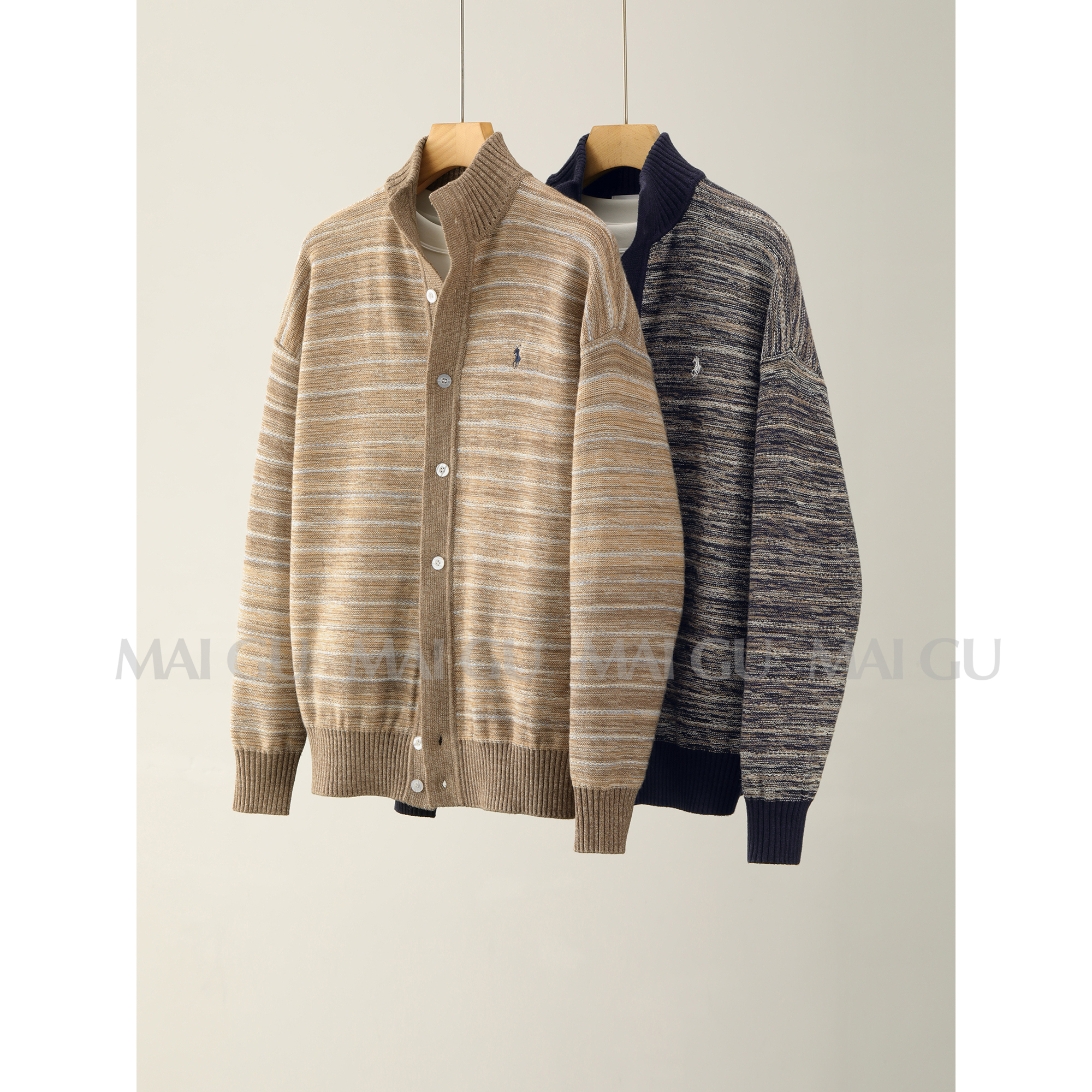 【LAG优选】【莫代尔抗起球】冬季渐变混色包芯纱老钱风针织开衫外套