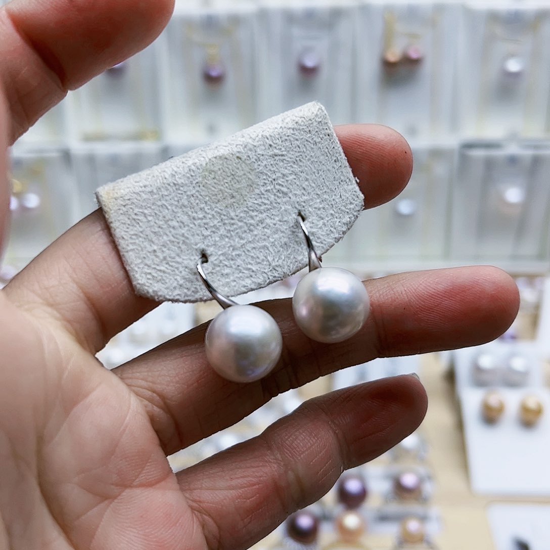 淡水珍珠耳饰银S925镶嵌11.3