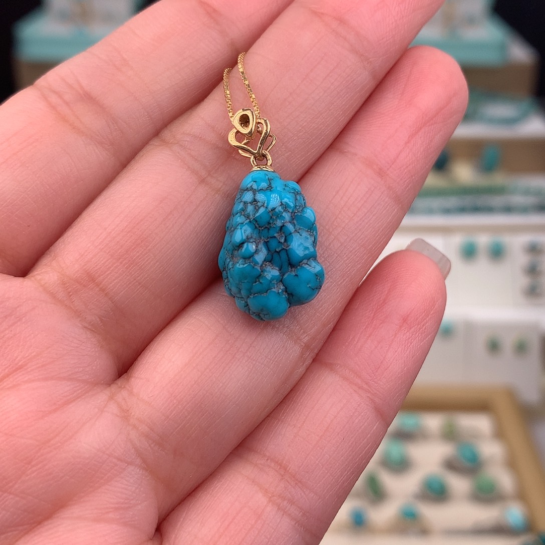 绿松石18K金镶嵌吊坠(不含链)