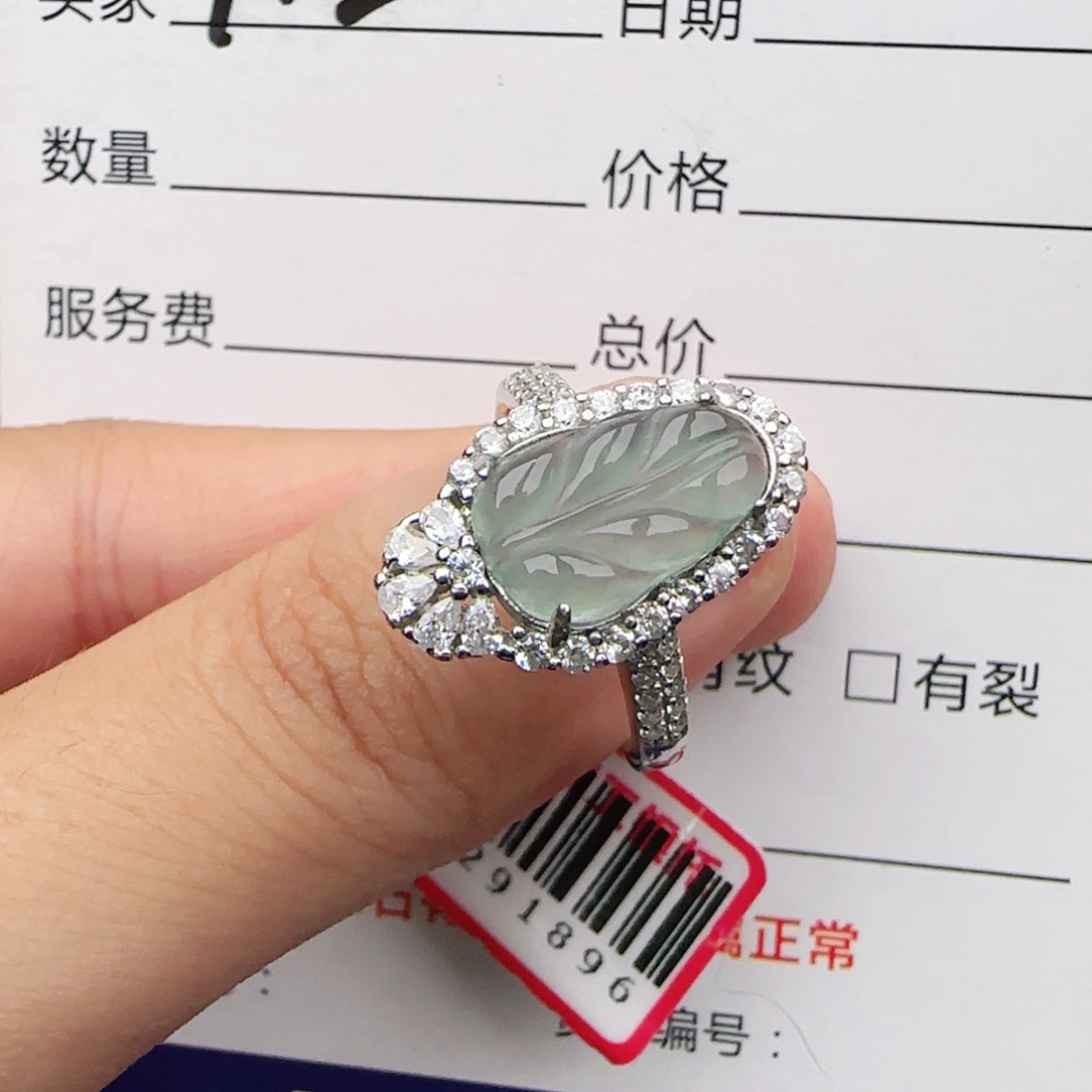翡翠戒指银S925镶嵌戒指