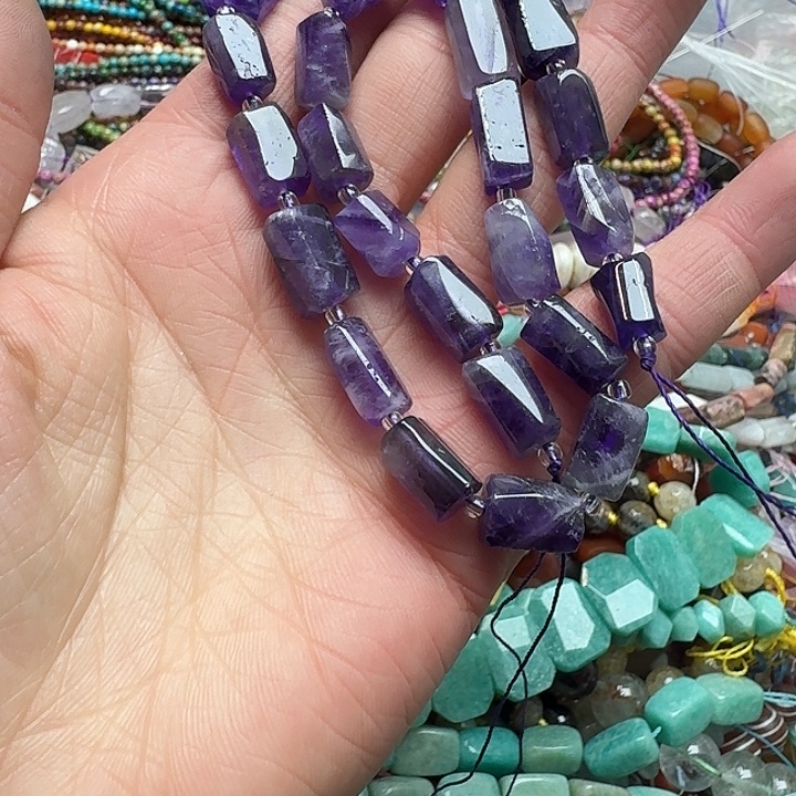 玛瑙/玉髓未镶嵌珠宝半成品一条8x12mm紫水晶