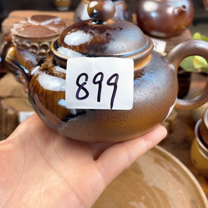 杯宝**龙建水紫陶白泥柴烧壶