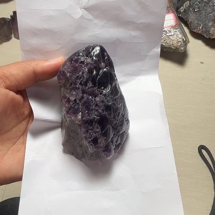 天然水晶原石未镶嵌紫晶穿*