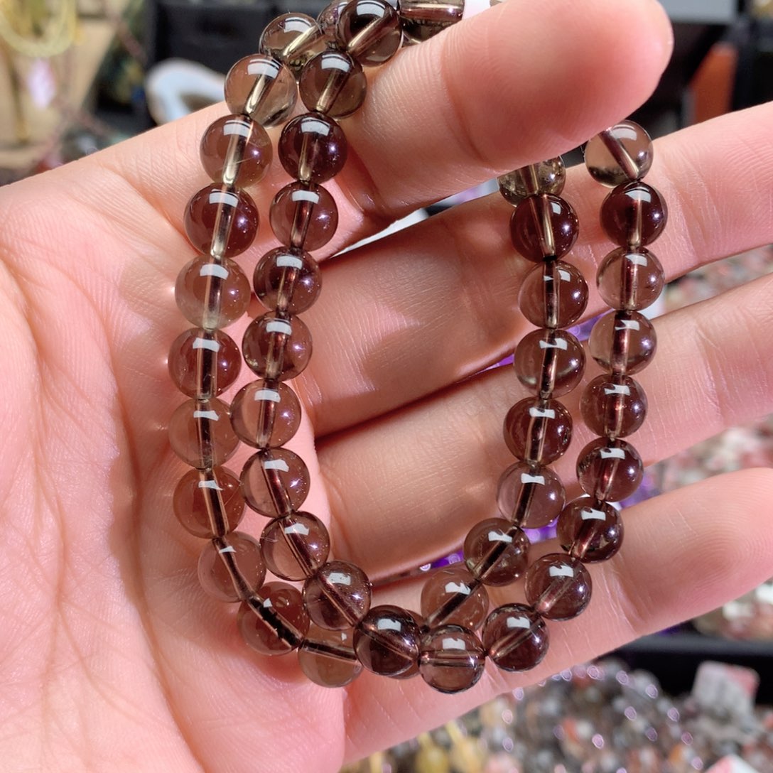 烟晶手链未镶嵌茶晶7-8