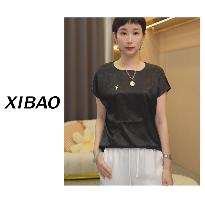 高级感女桑蚕丝夏季新款气质减龄别致上衣缎面显瘦小衫011