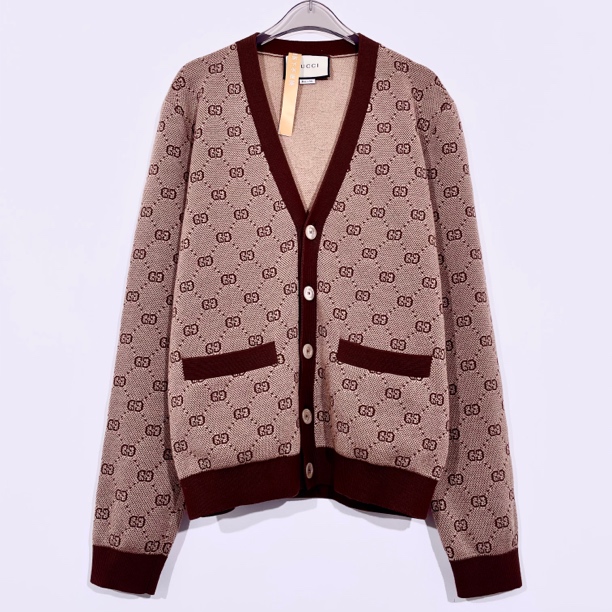 99新 GUCCI/古驰 logo满印针织开衫/S码/A00372