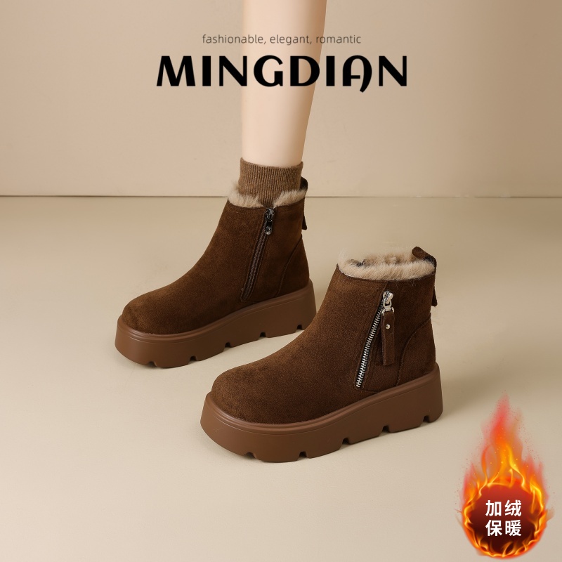 MEDD/名典冬季新款短靴女加绒保暖马丁靴厚底防滑勃肯靴百搭棉靴