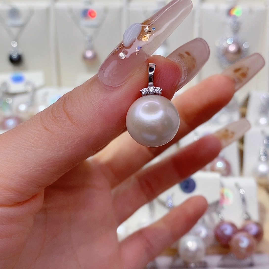 淡水珍珠银S925镶嵌吊坠(赠链)13➕