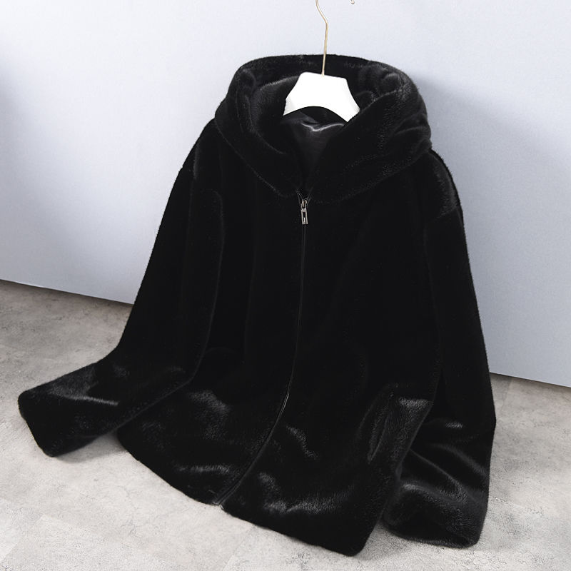 貂皮大衣男装整貂绒连帽外套皮毛加厚水貂毛休闲仿皮草保暖冬