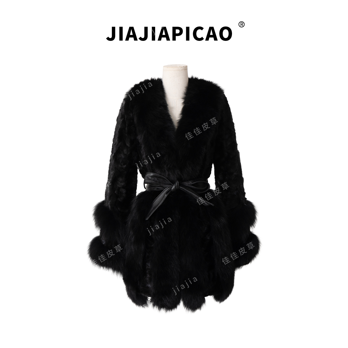 【时光恋人】16950 皮草 水貂冬季大狐狸毛领绵羊皮保暖皮草外套