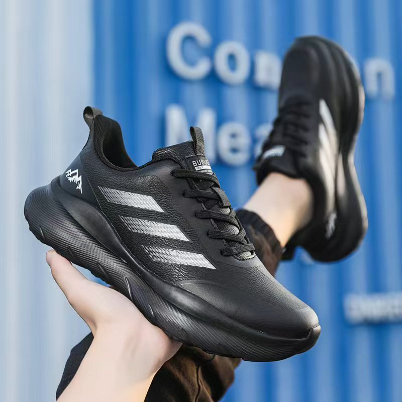 步步高冬季新款情侣款全皮面运动鞋软底软面防水高端慢跑鞋