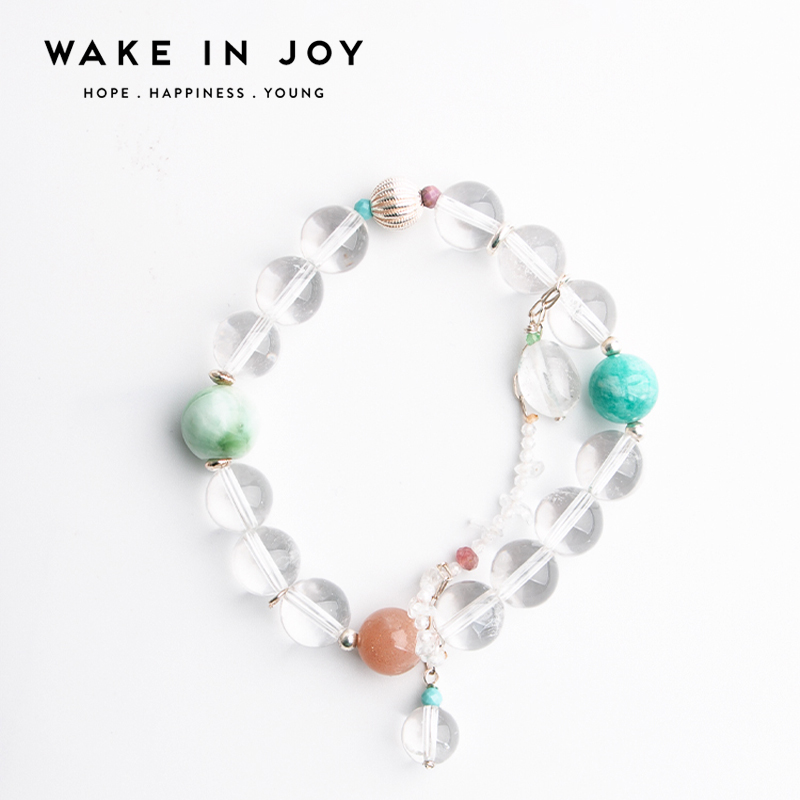 925银手链 Wake in joy“辰希”925纯银水晶手链白绿蓝时尚欧若手串