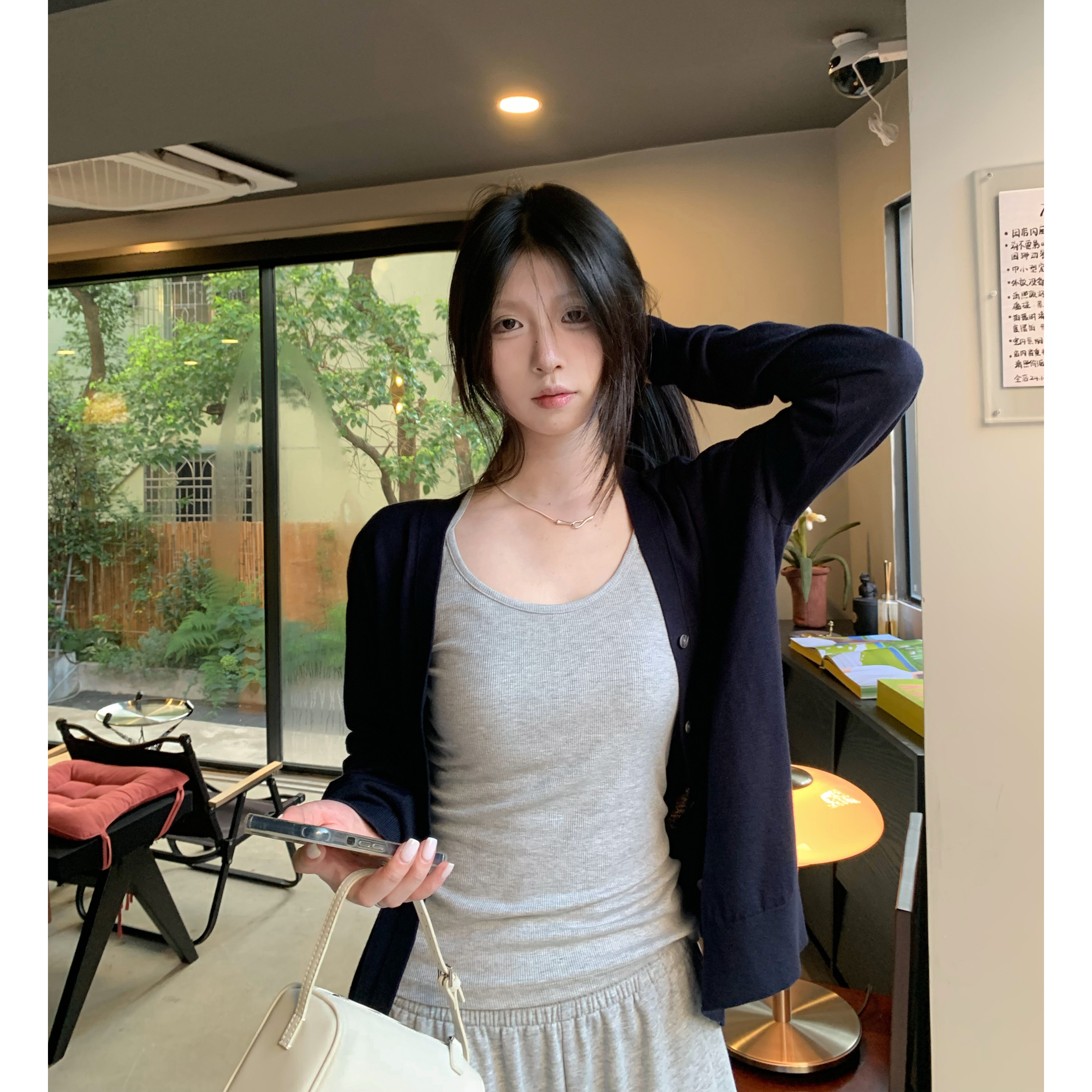 HVIVI慵懒透气针织开衫短外套女早秋罩衫外搭上衣