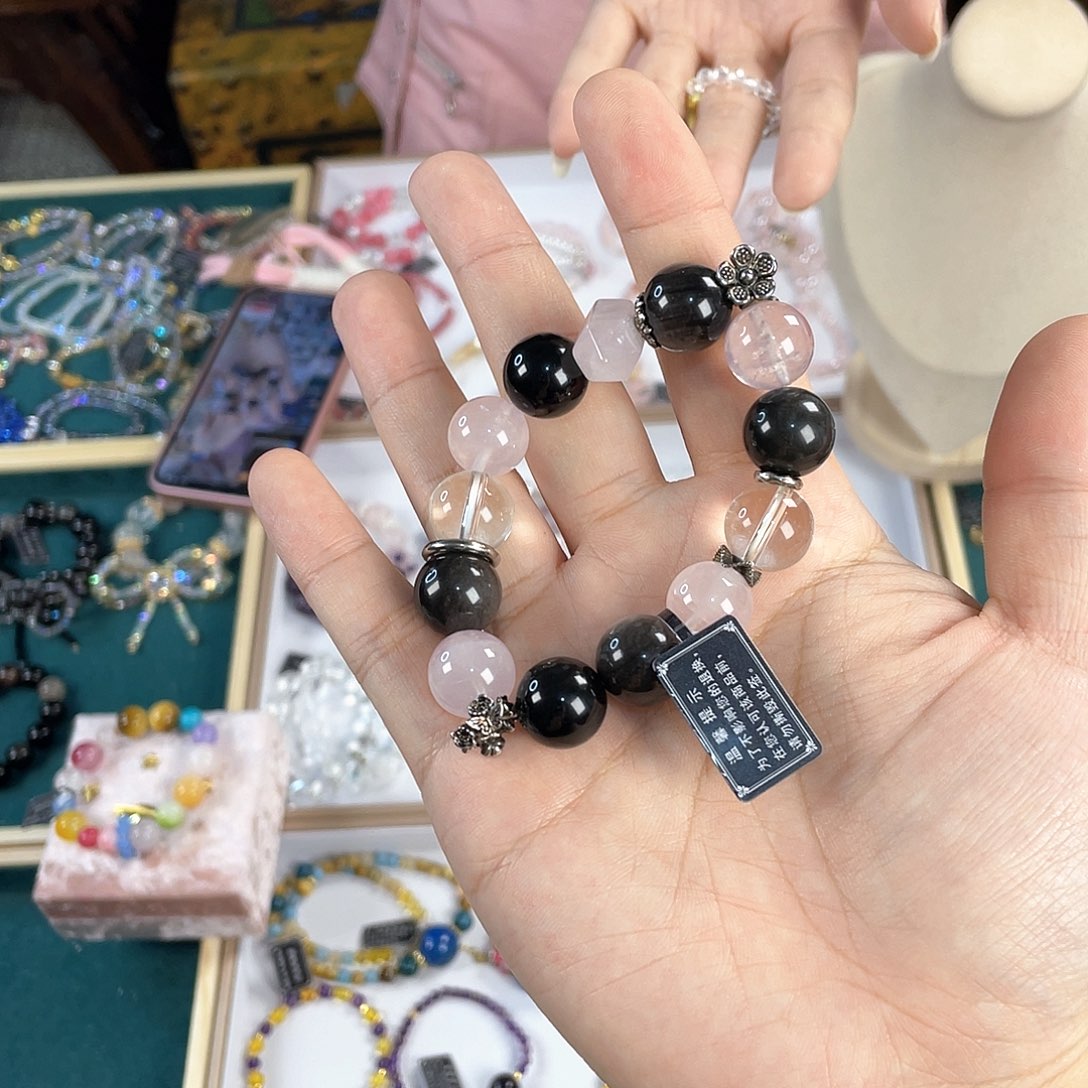 水晶手链银S925镀金镶嵌