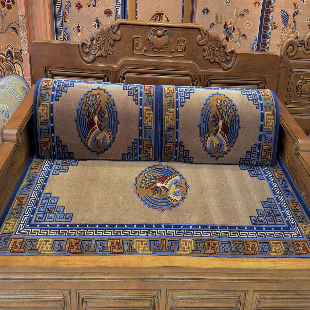 卡垫靠背6件套纯羊毛150线卡垫西藏拉萨包邮到家厂家直供