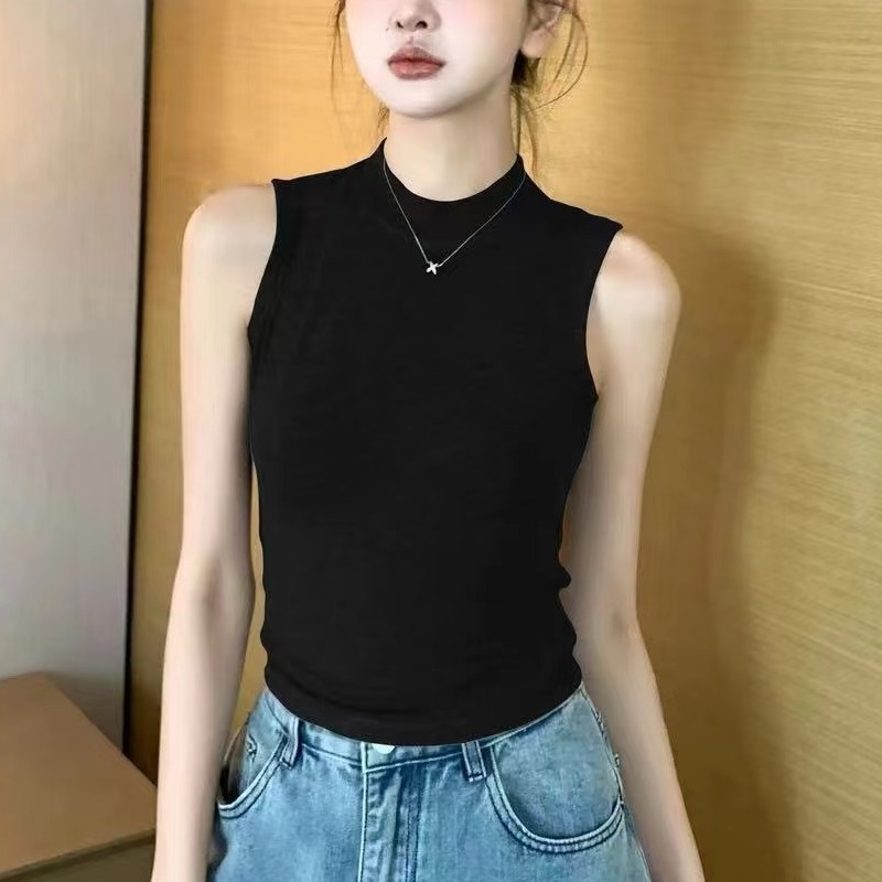 夏季新款1001时尚百搭显瘦无袖女背心打底