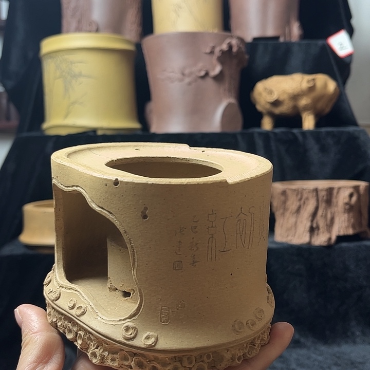 泥塑全手工制作暧茶炉
