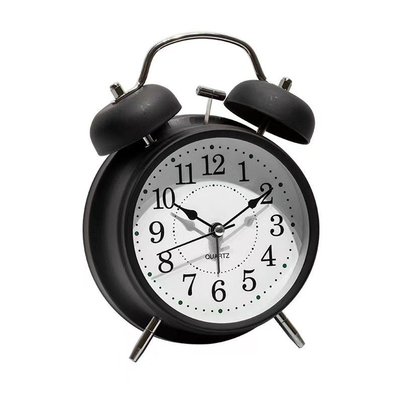 闹钟复古款式双打铃圆形闹钟学生卧室打铃闹钟随机款式