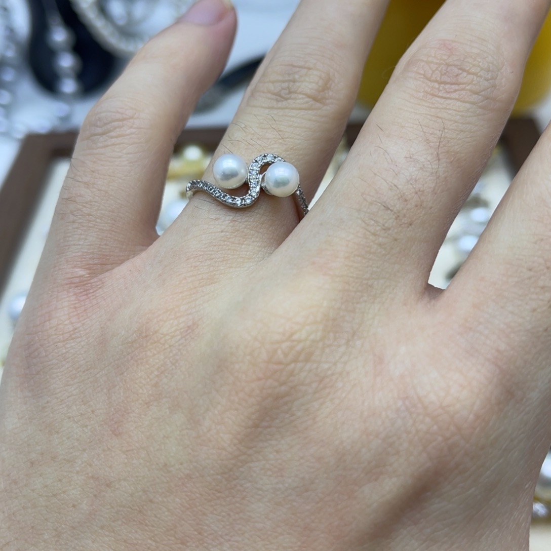 淡水珍珠戒指银S925镶嵌