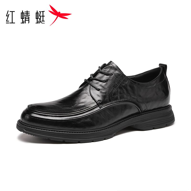 红蜻蜓男商务皮鞋德比鞋厚底休闲皮鞋潮流车缝线商务皮鞋