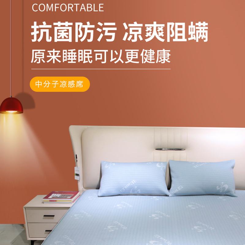 高端轻奢抗菌防污防螨中分子凉感席三件套（床笠款）