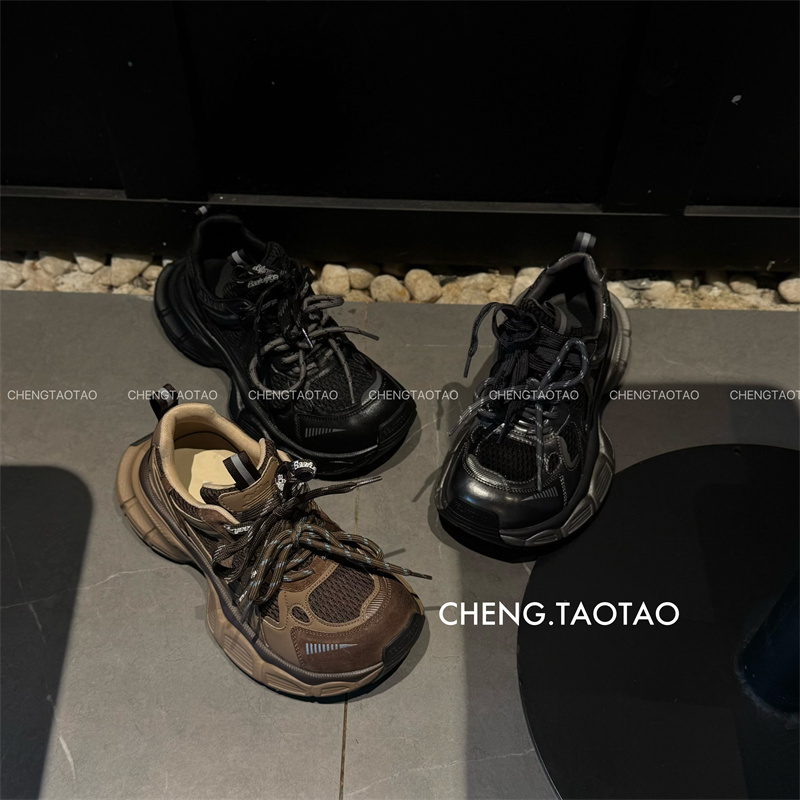 【程淘淘】新版小怪兽丨真皮焦糖休闲小众厚底复古洋气运动老爹女鞋