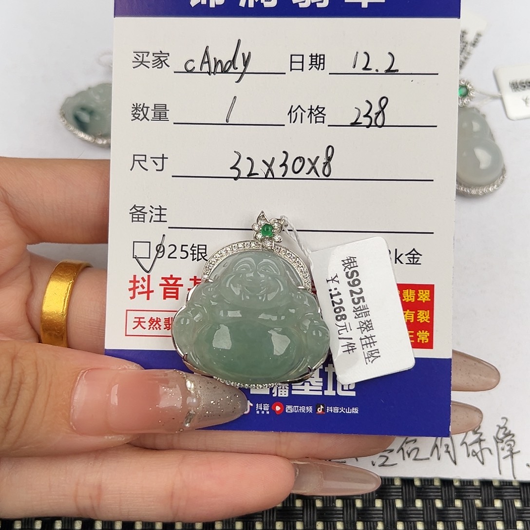 c****翡翠银S925镶嵌颈饰