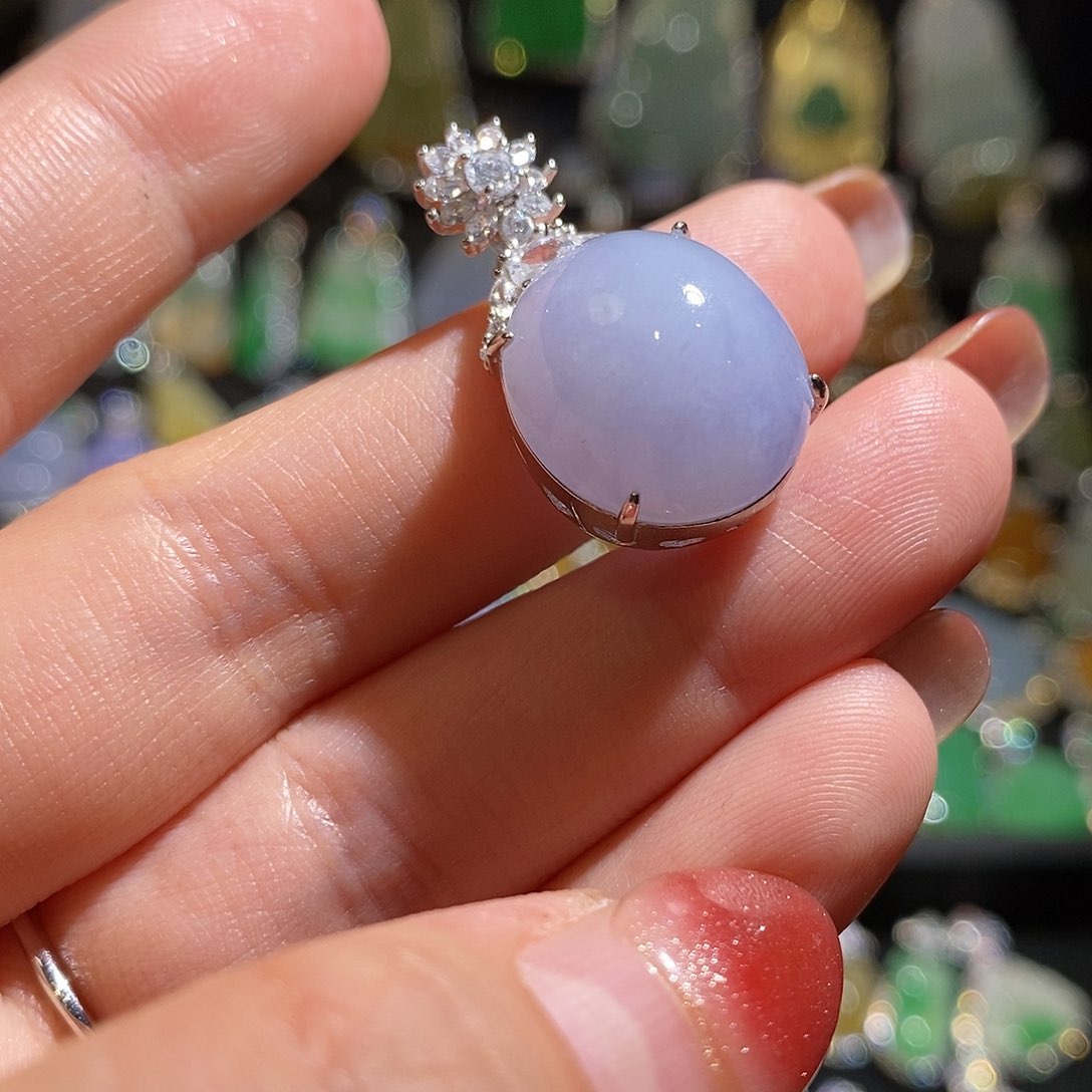 颈饰银S925镶嵌翡翠天然翡翠