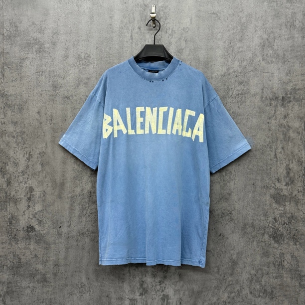 未使用 Balenciaga/巴黎世家 胶带前后Logo破坏短袖/WK357/Xs码