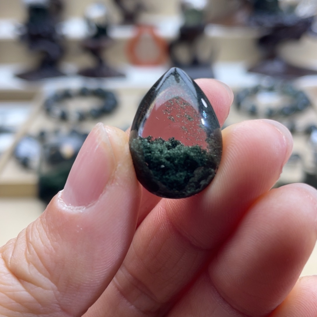 水晶颈饰未镶嵌绿幽灵聚宝盆水滴