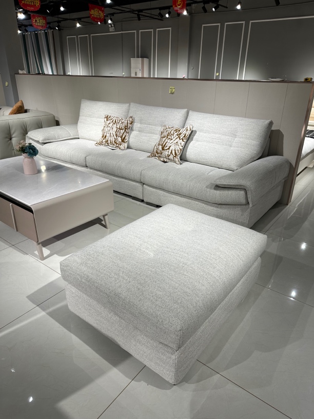 福牌家具 现代简约休闲时尚直排布艺实木沙发