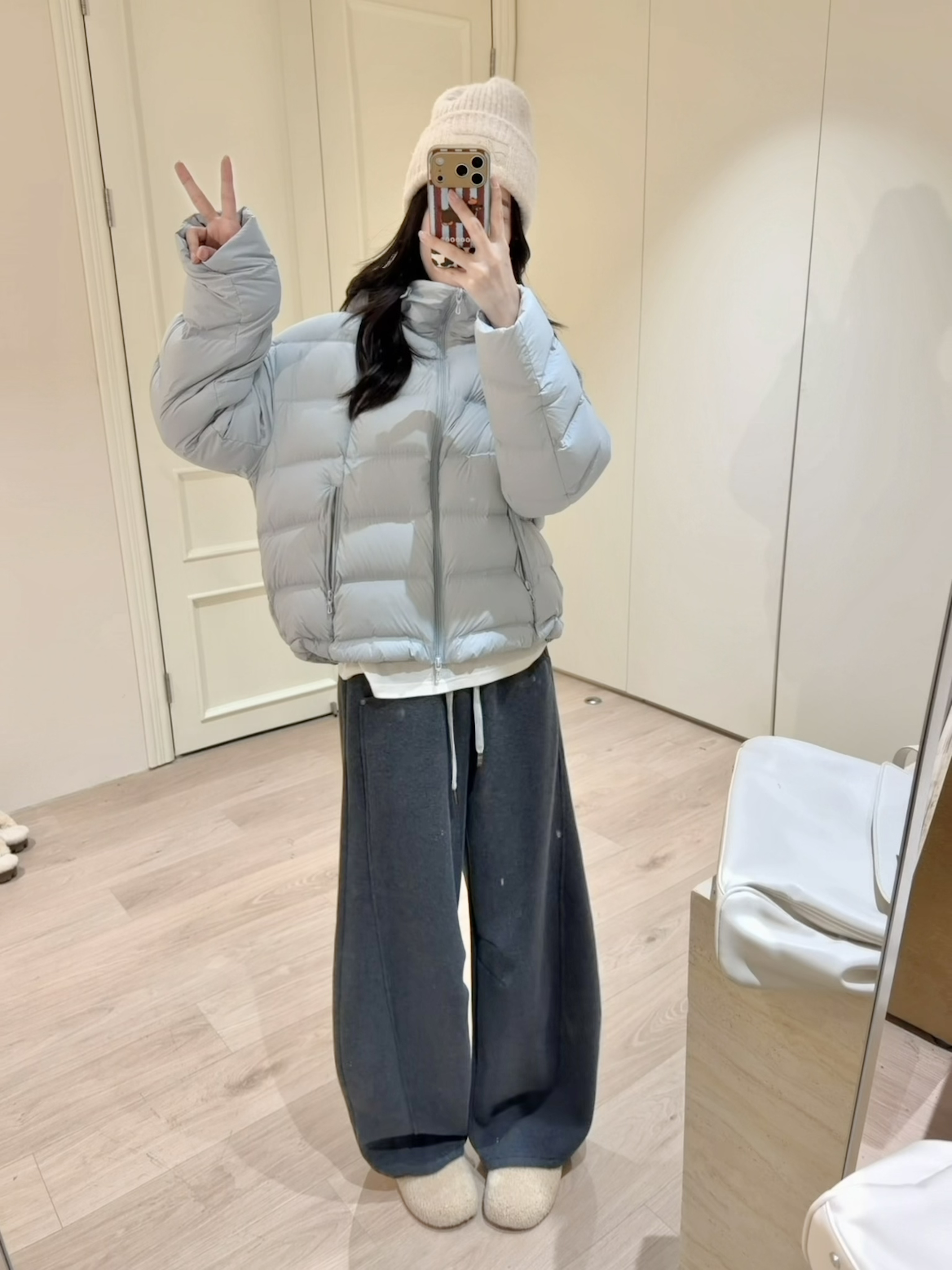 SIYU斯羽 【素色主义】秋冬款弹力显瘦加绒保暖直筒阔腿裤