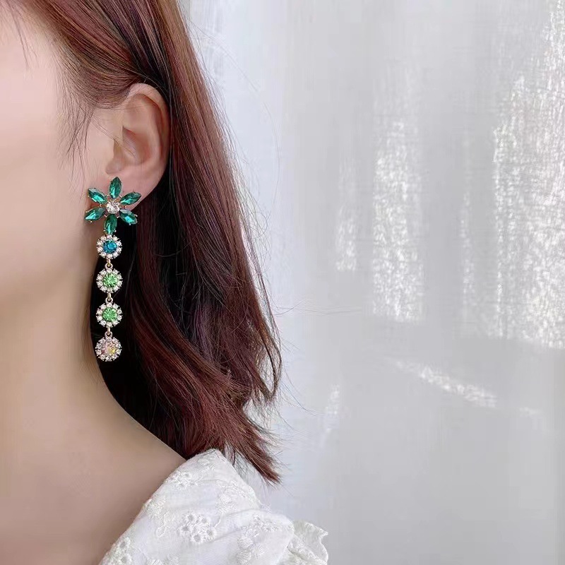 铜合金耳饰 【312】长款花朵耳环高贵典雅复古精致耳饰气质时尚耳饰