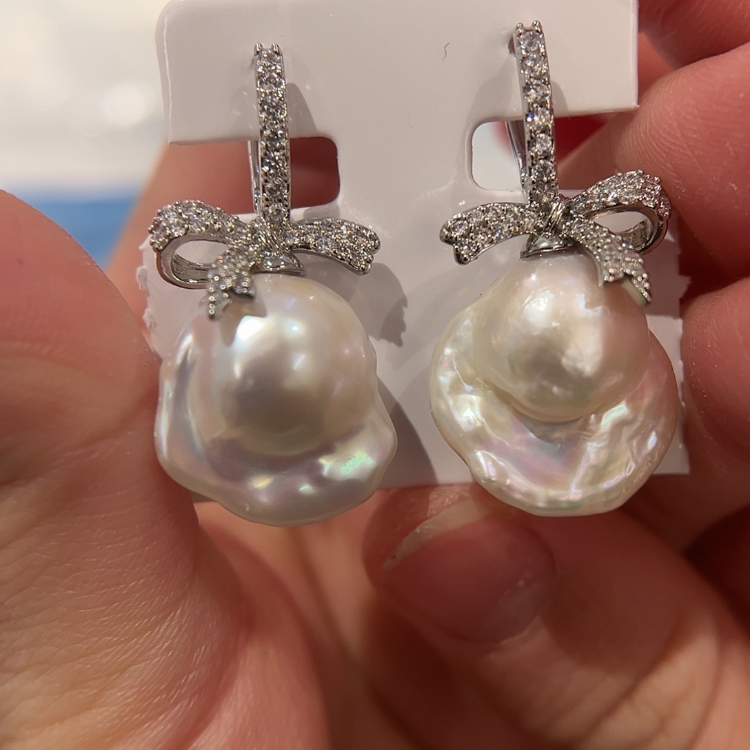 淡水珍珠耳饰合金