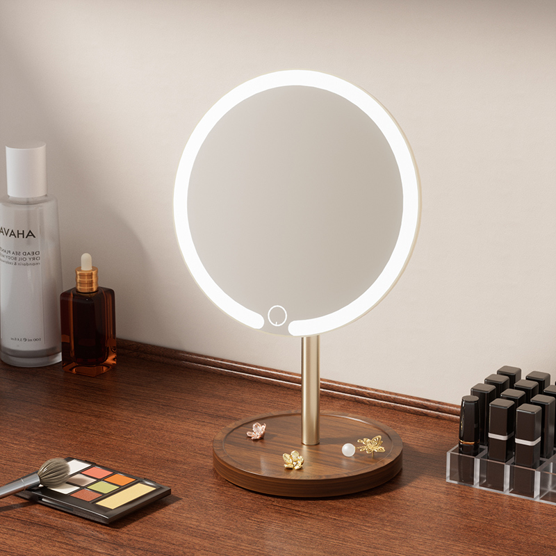 实木镜子化妆镜桌面台式可立家用卧室化妆台化妆镜2025新款高端镜