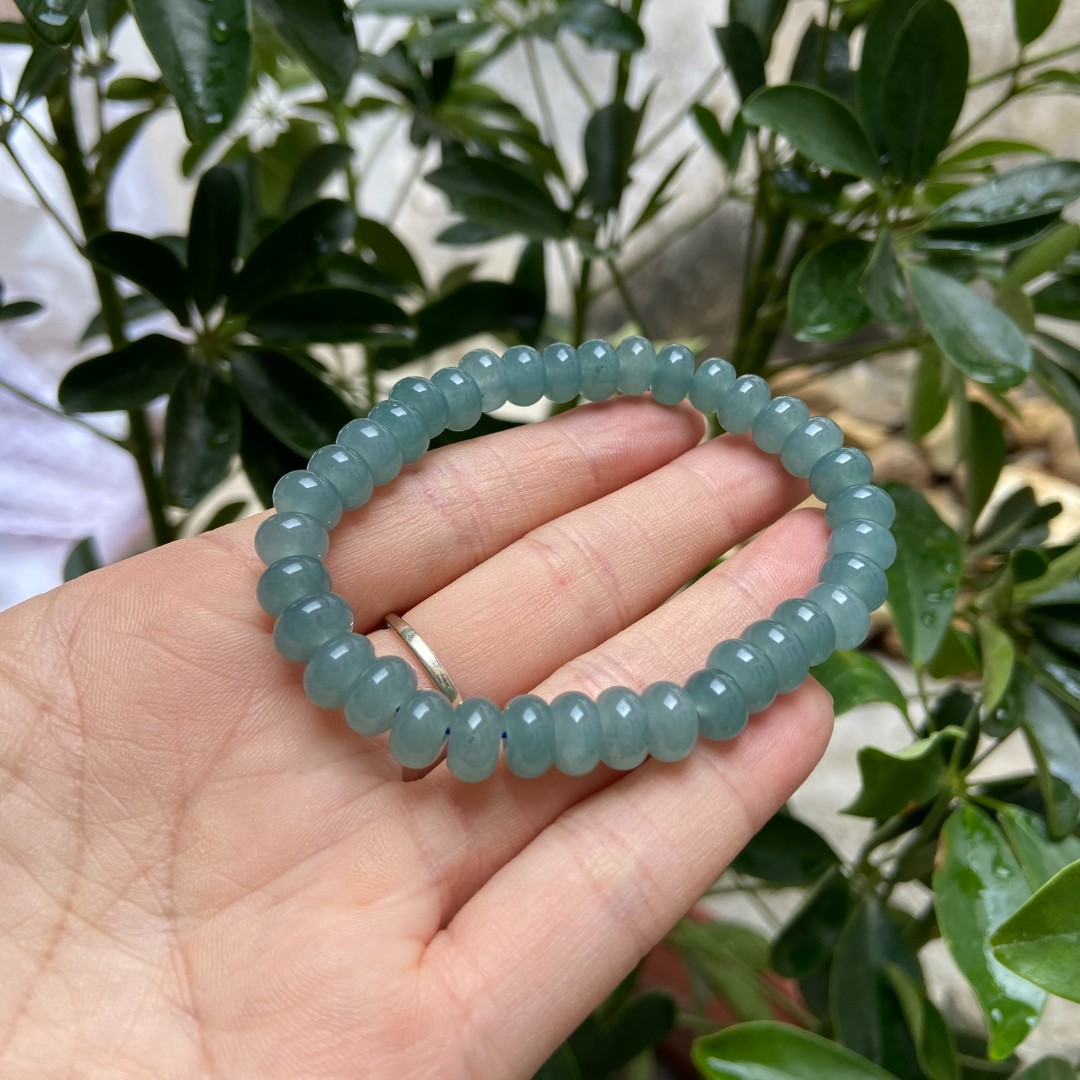 A910精品老蓝翡单圈8mm算盘珠手串项链