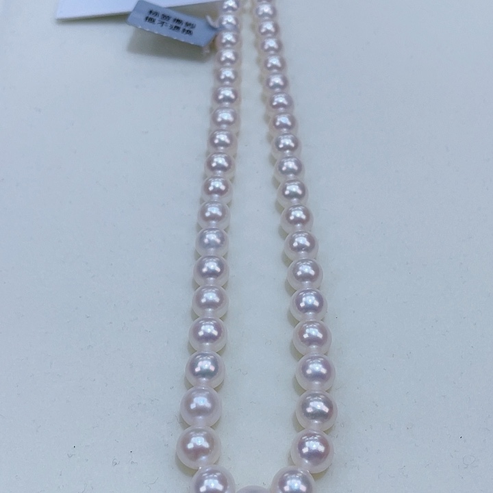 淡水珍珠颈饰银S925镶嵌7/8巨透亮正圆干净